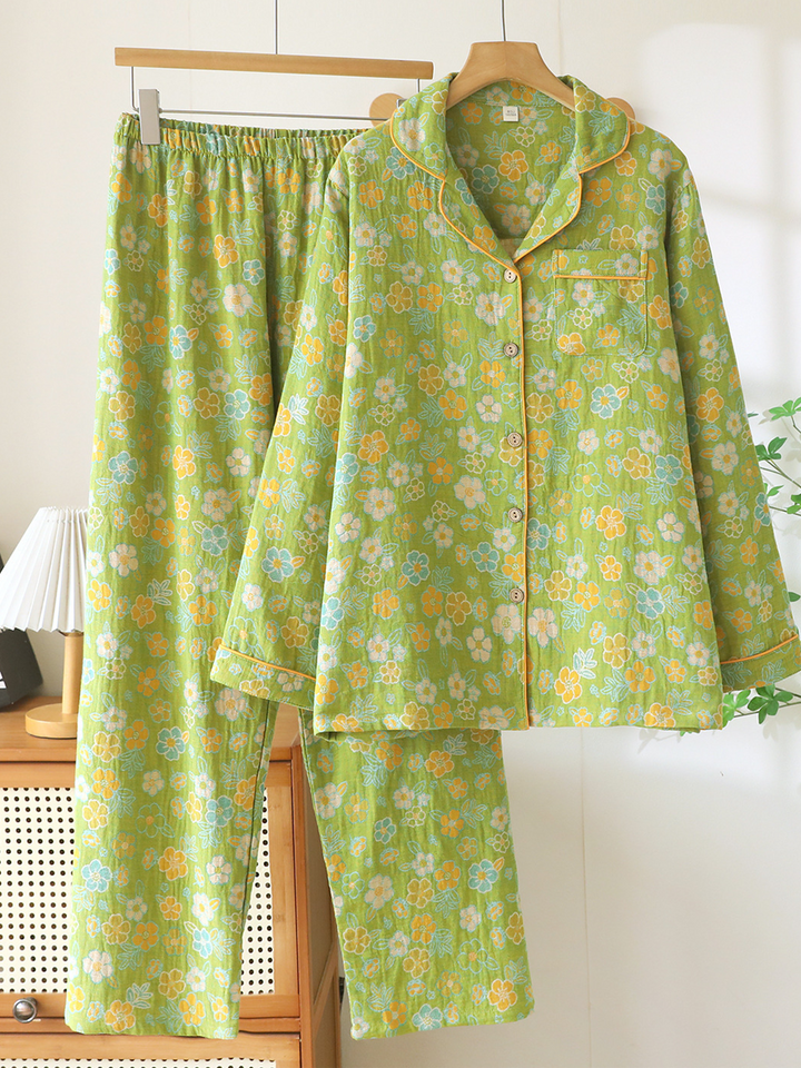 Poppy | Elegant Floral Jacquard Ladies Pyjamas Set