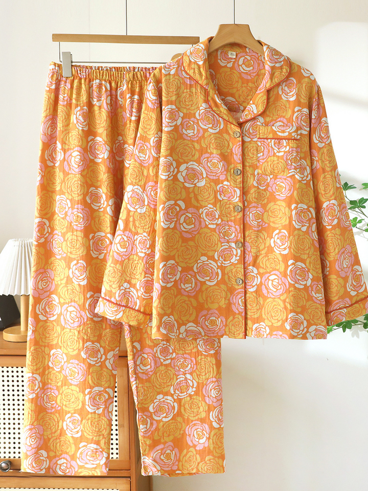 Poppy | Elegant Floral Jacquard Ladies Pyjamas Set