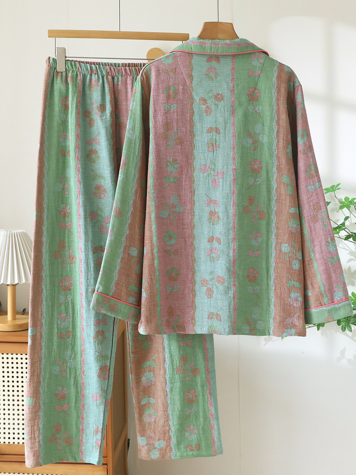 Poppy | Elegant Floral Jacquard Ladies Pyjamas Set