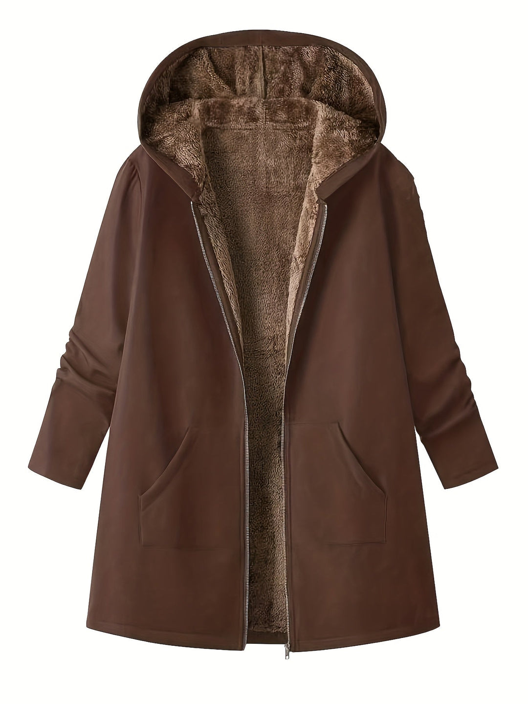 Poppy | Relaxed Longline Hooded Faux Fur Coat