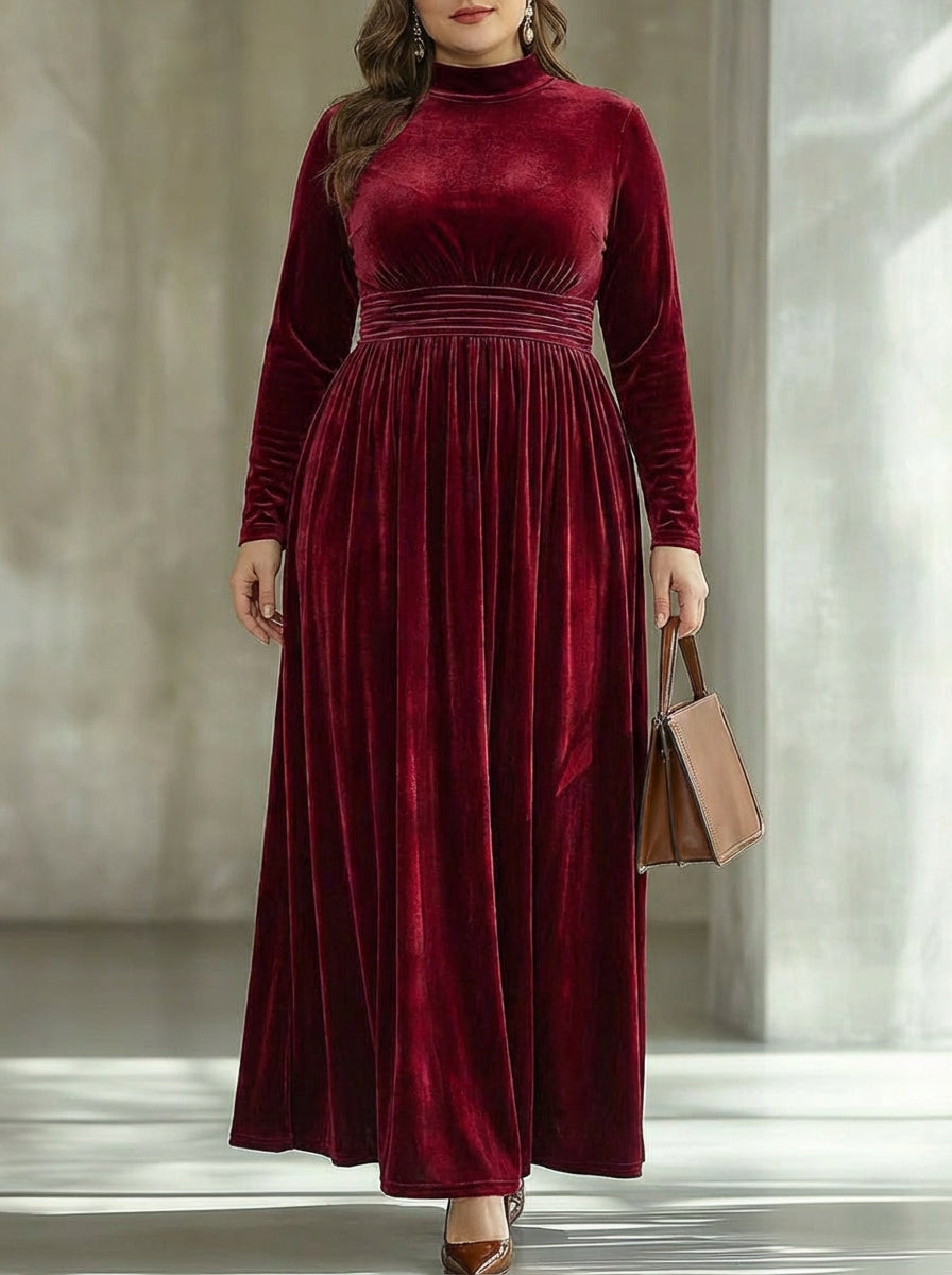 Poppy | Stylish Pleated Velvet Maxi Dress