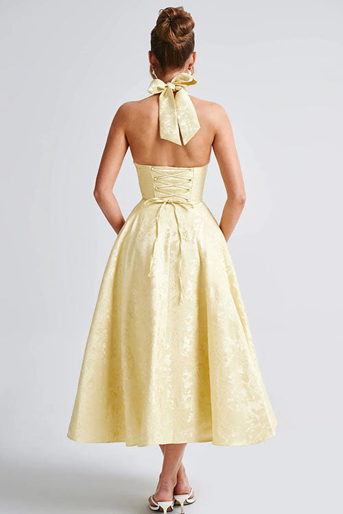 Raya | Cosy Textured Halter Neck Midi Christmas Dress