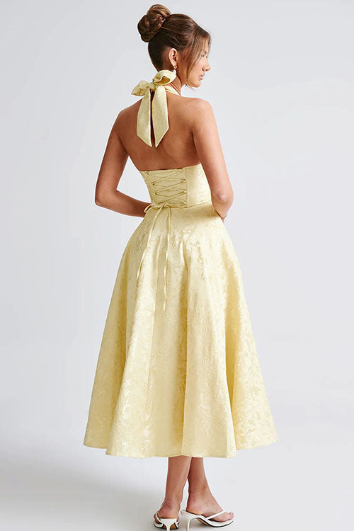 Raya | Cosy Textured Halter Neck Midi Christmas Dress