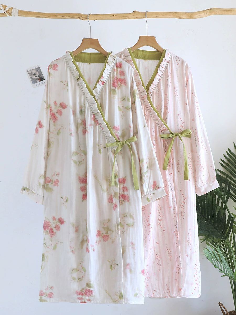 Raya | Effortless Floral Wrap Front Plus Size Ladies Dressing Gowns