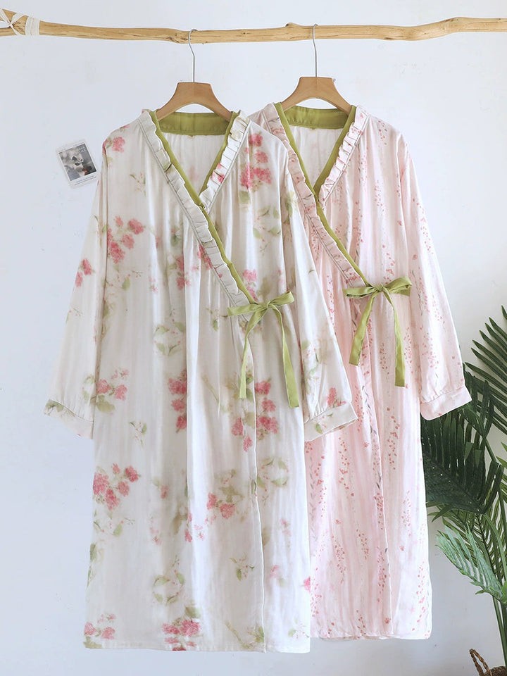 Raya | Effortless Floral Wrap Front Plus Size Ladies Dressing Gowns