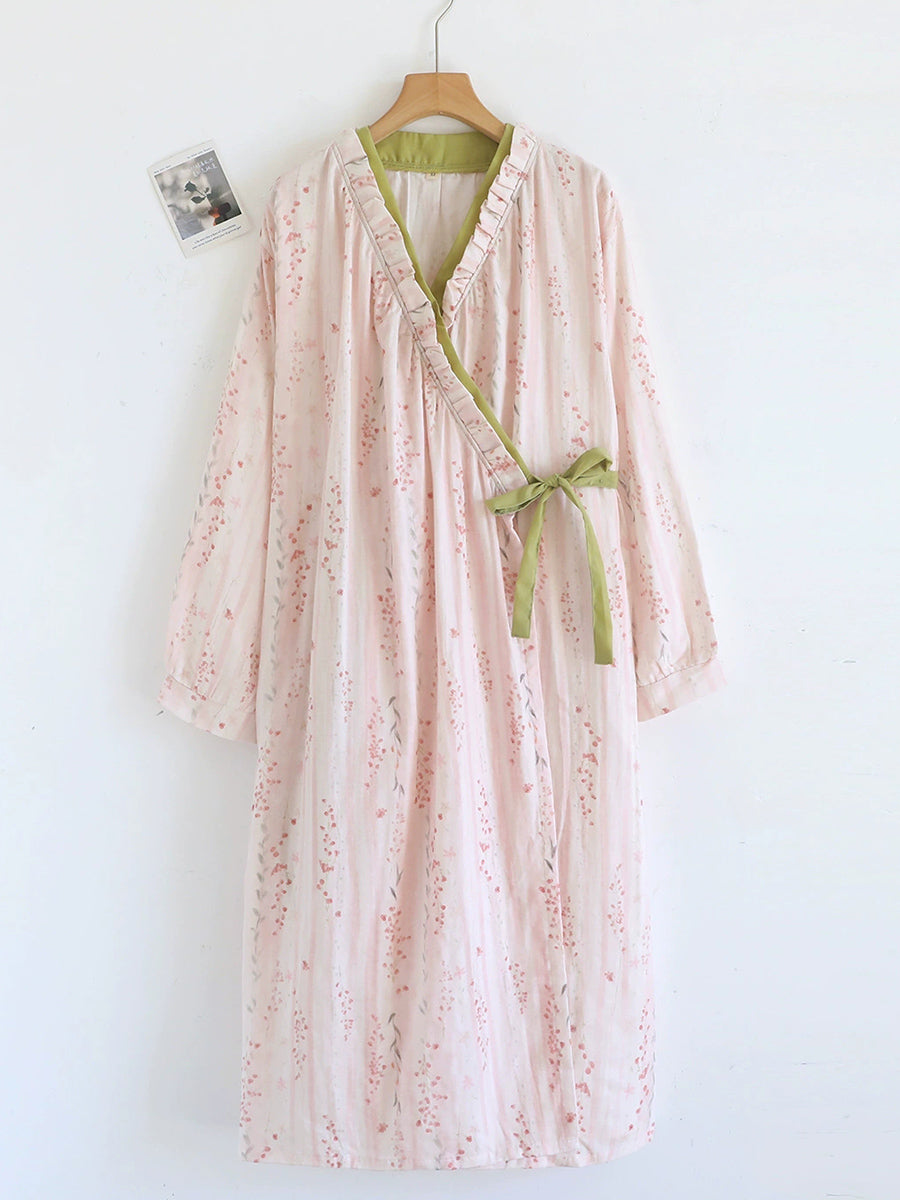 Raya | Effortless Floral Wrap Front Plus Size Ladies Dressing Gowns