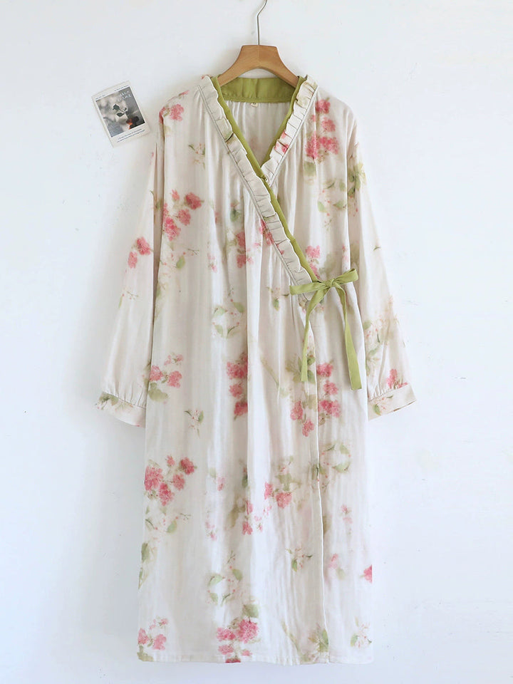 Raya | Effortless Floral Wrap Front Plus Size Ladies Dressing Gowns
