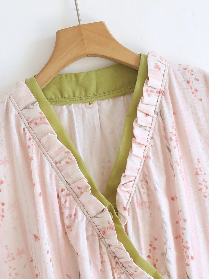 Raya | Effortless Floral Wrap Front Plus Size Ladies Dressing Gowns