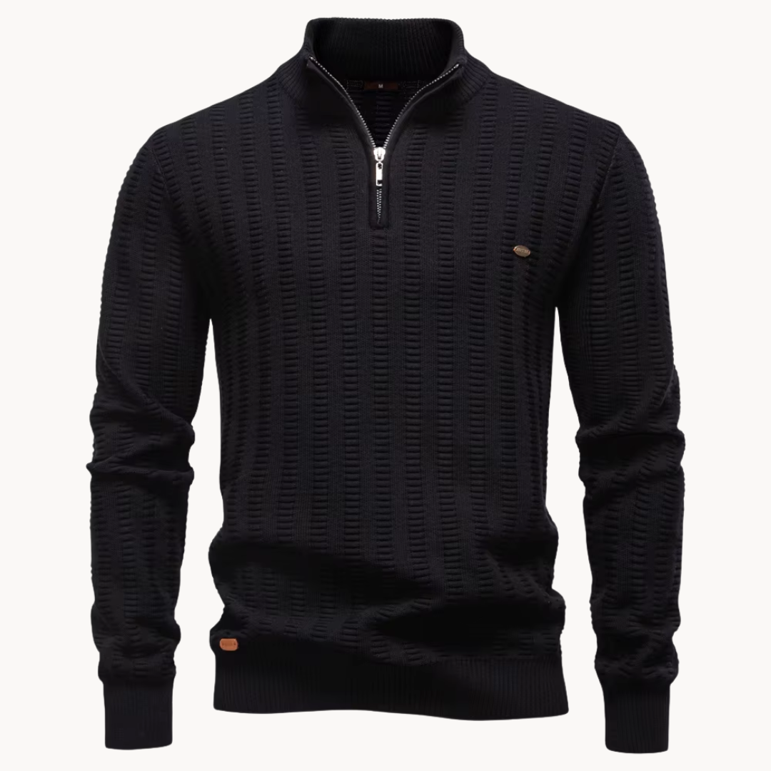 Reggie | Chic Textured Quarter Zip Mens Jumper