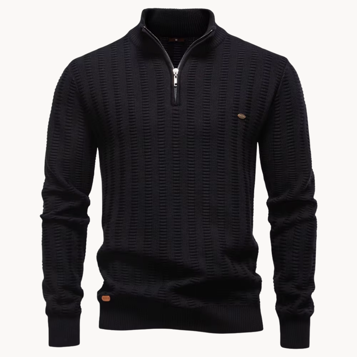 Reggie | Chic Textured Quarter Zip Mens Jumper