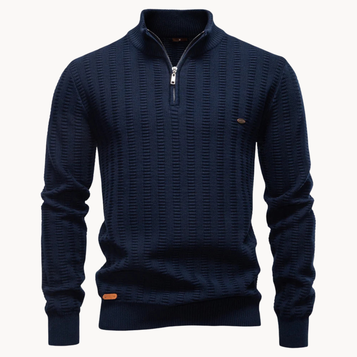 Reggie | Chic Textured Quarter Zip Mens Jumper
