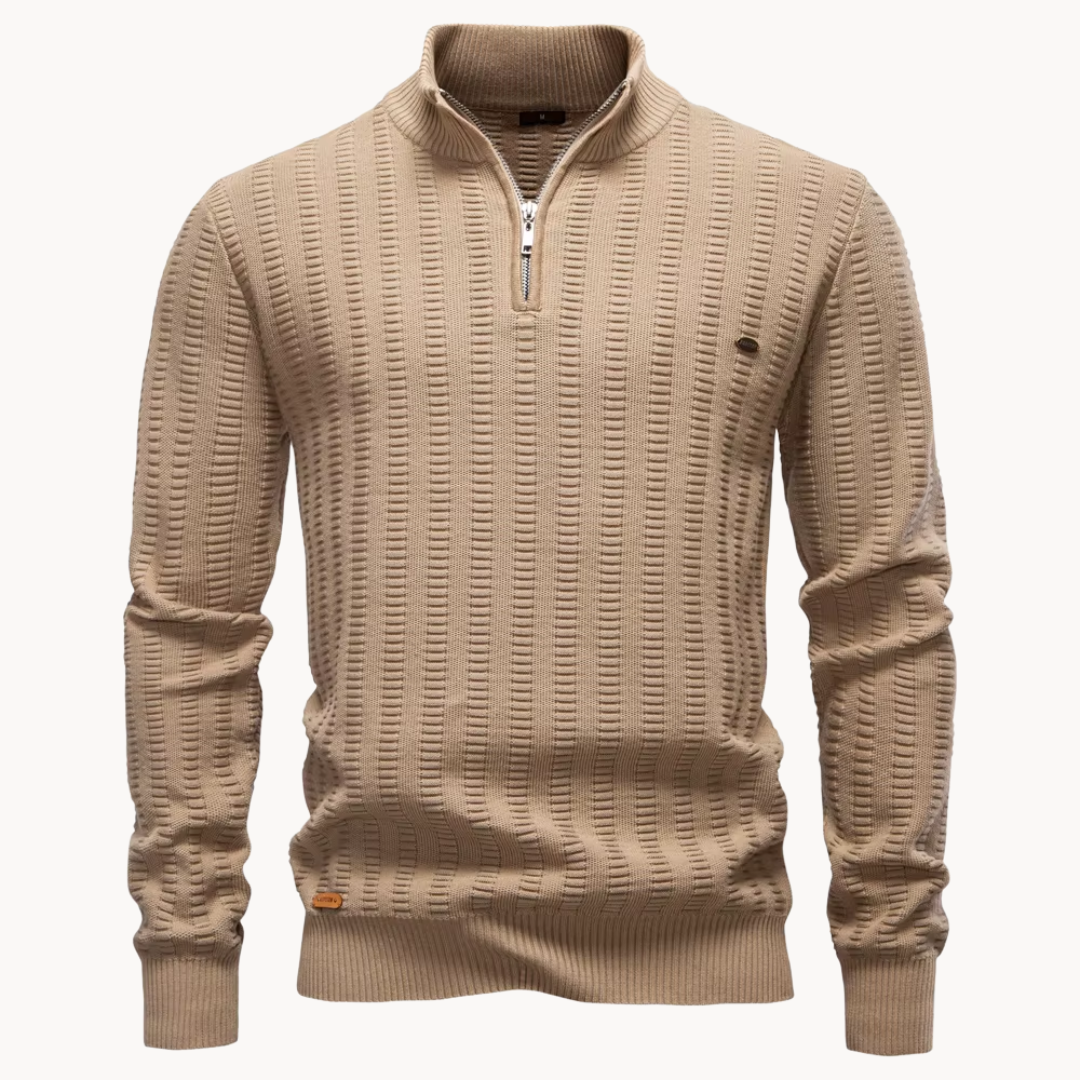 Reggie | Chic Textured Quarter Zip Mens Jumper