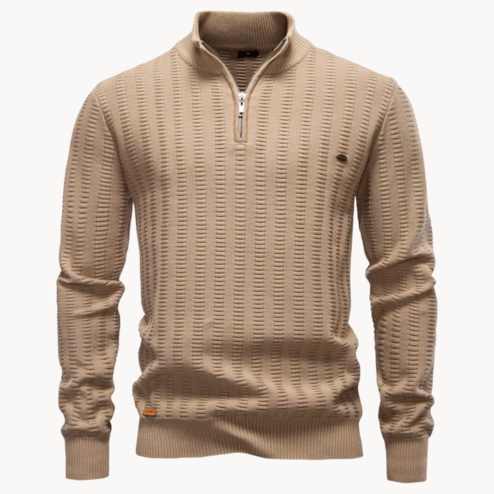 Reggie | Chic Textured Quarter Zip Mens Jumper