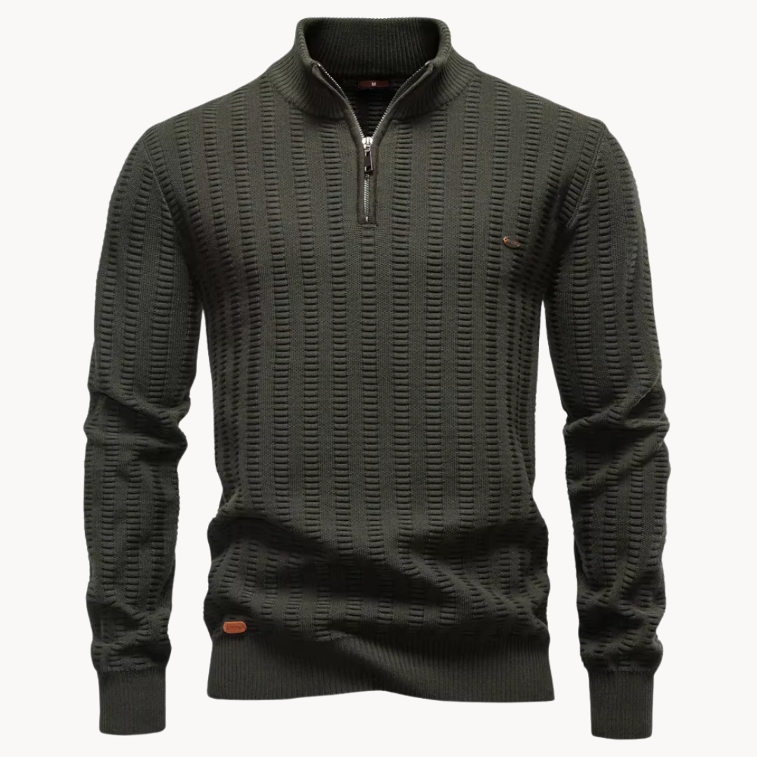 Reggie | Chic Textured Quarter Zip Mens Jumper