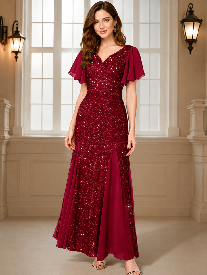 Robyn | Chic Sequin Flutter Sleeve Christmas Party Dress