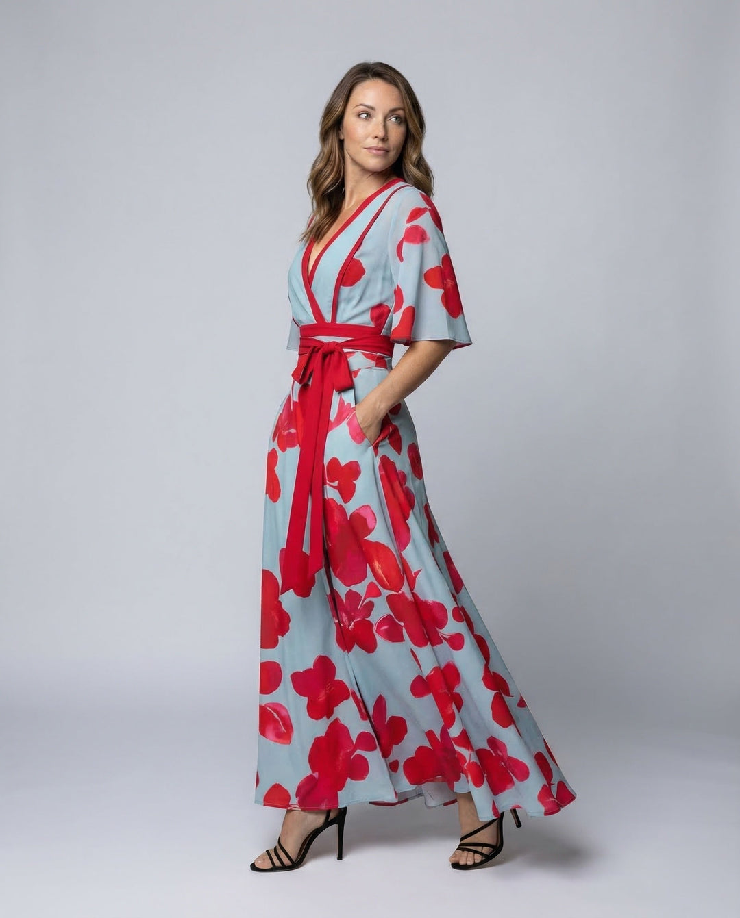 Robyn | Stylish Floral Wrap Dressing Gown Maxi Dress