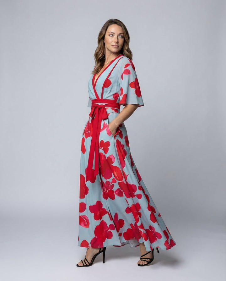 Robyn | Stylish Floral Wrap Dressing Gown Maxi Dress