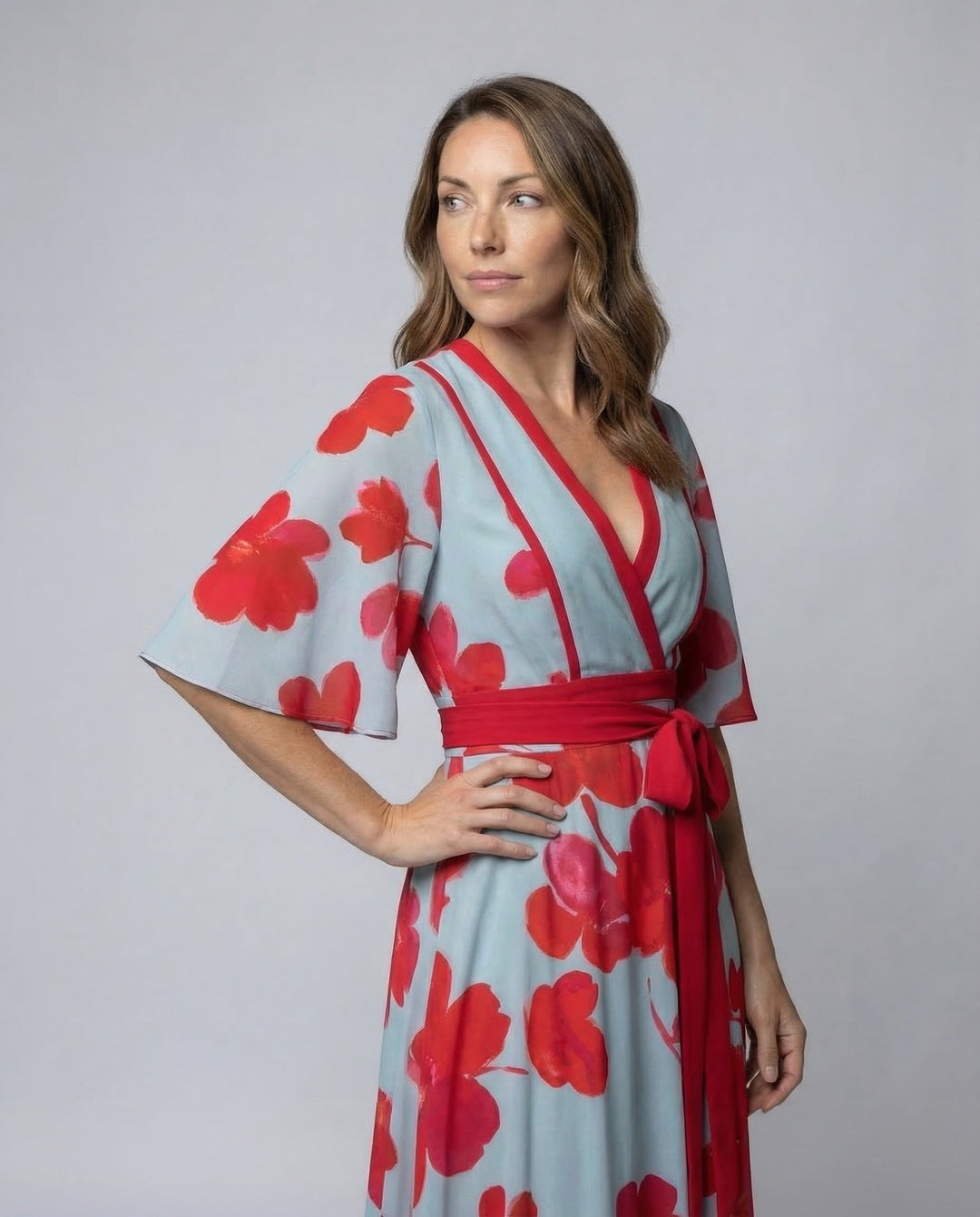 Robyn | Stylish Floral Wrap Dressing Gown Maxi Dress