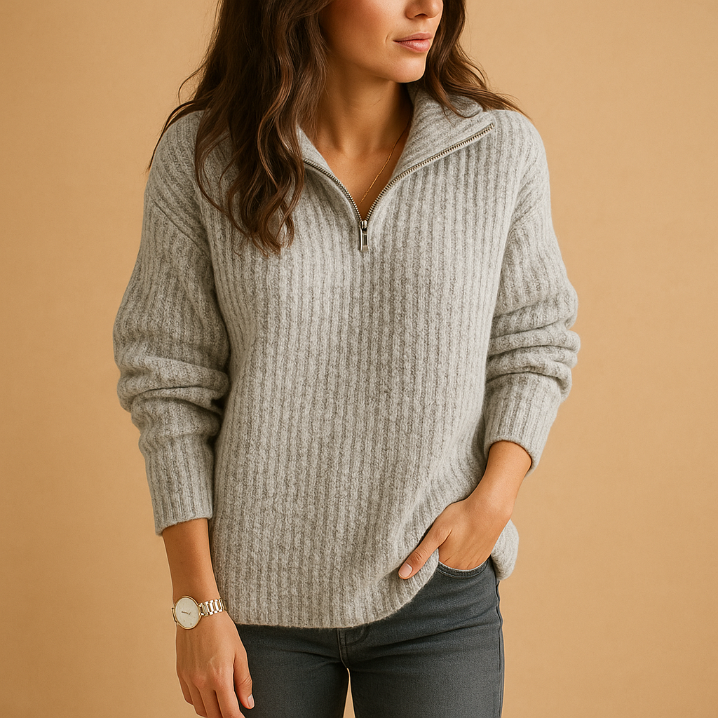 Rosa | Ribbed Half-Zip Womens Knit Jumper