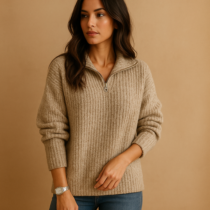 Rosa | Ribbed Half-Zip Womens Knit Jumper