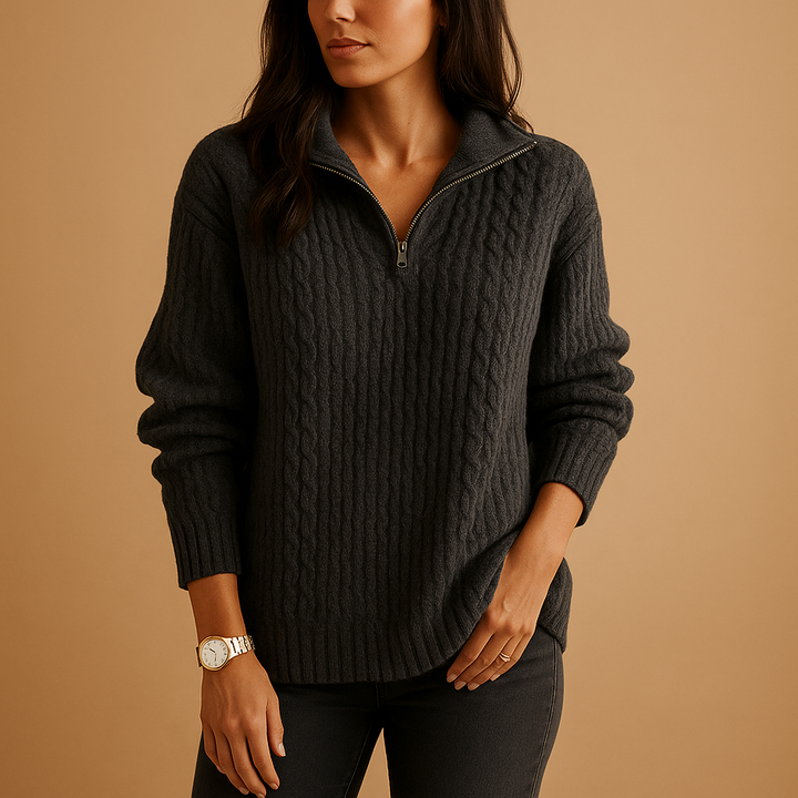 Rosa | Ribbed Half-Zip Womens Knit Jumper