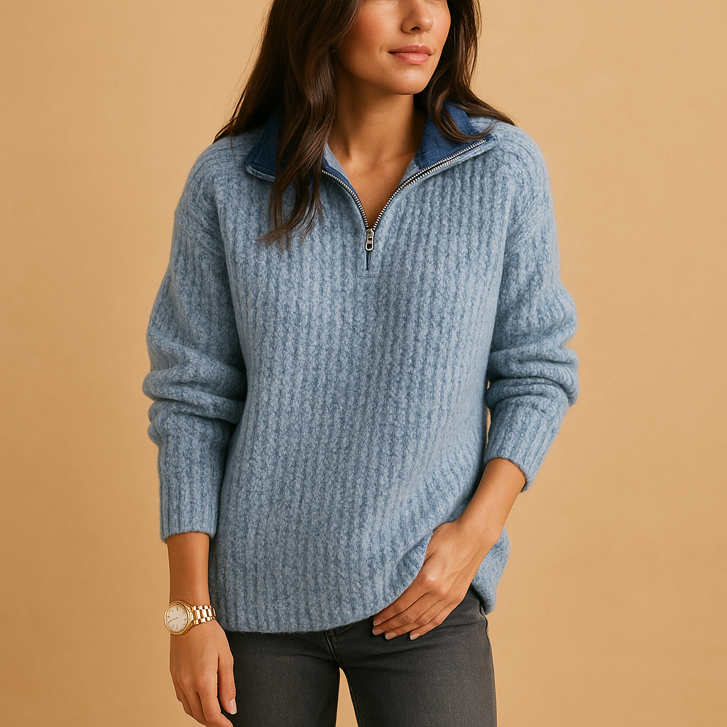 Rosa | Ribbed Half-Zip Womens Knit Jumper
