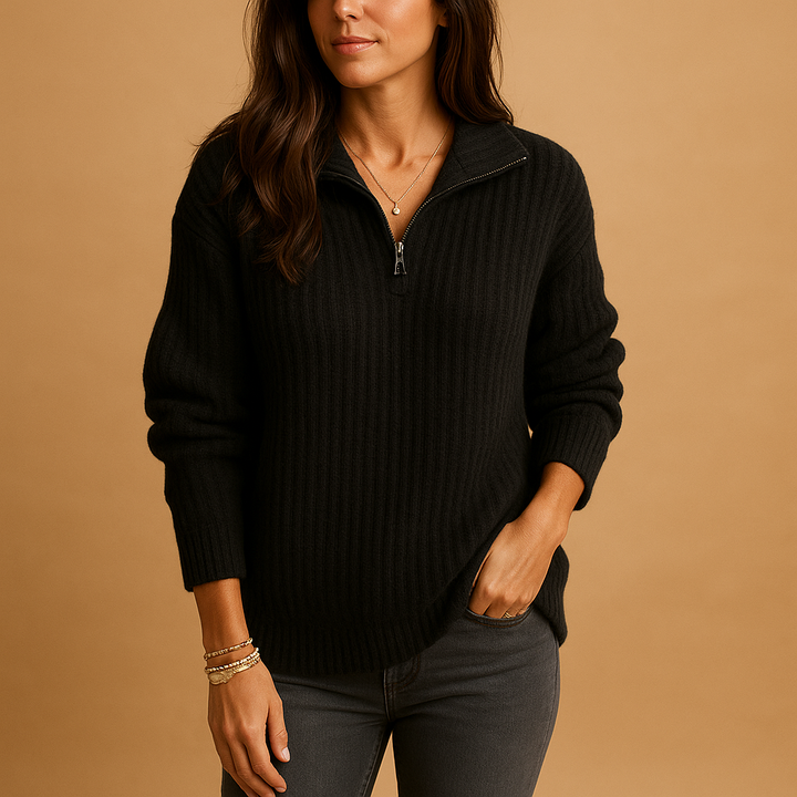 Rosa | Ribbed Half-Zip Womens Knit Jumper