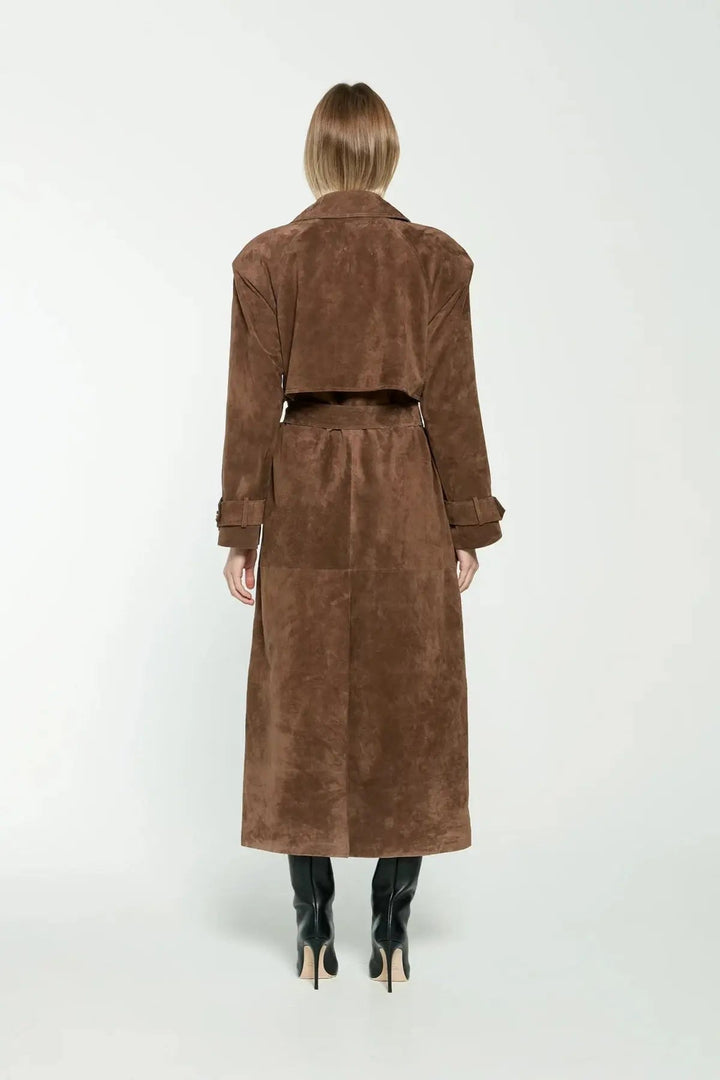 Rose | Polished Double-Breasted Long Coat with Tie Belt