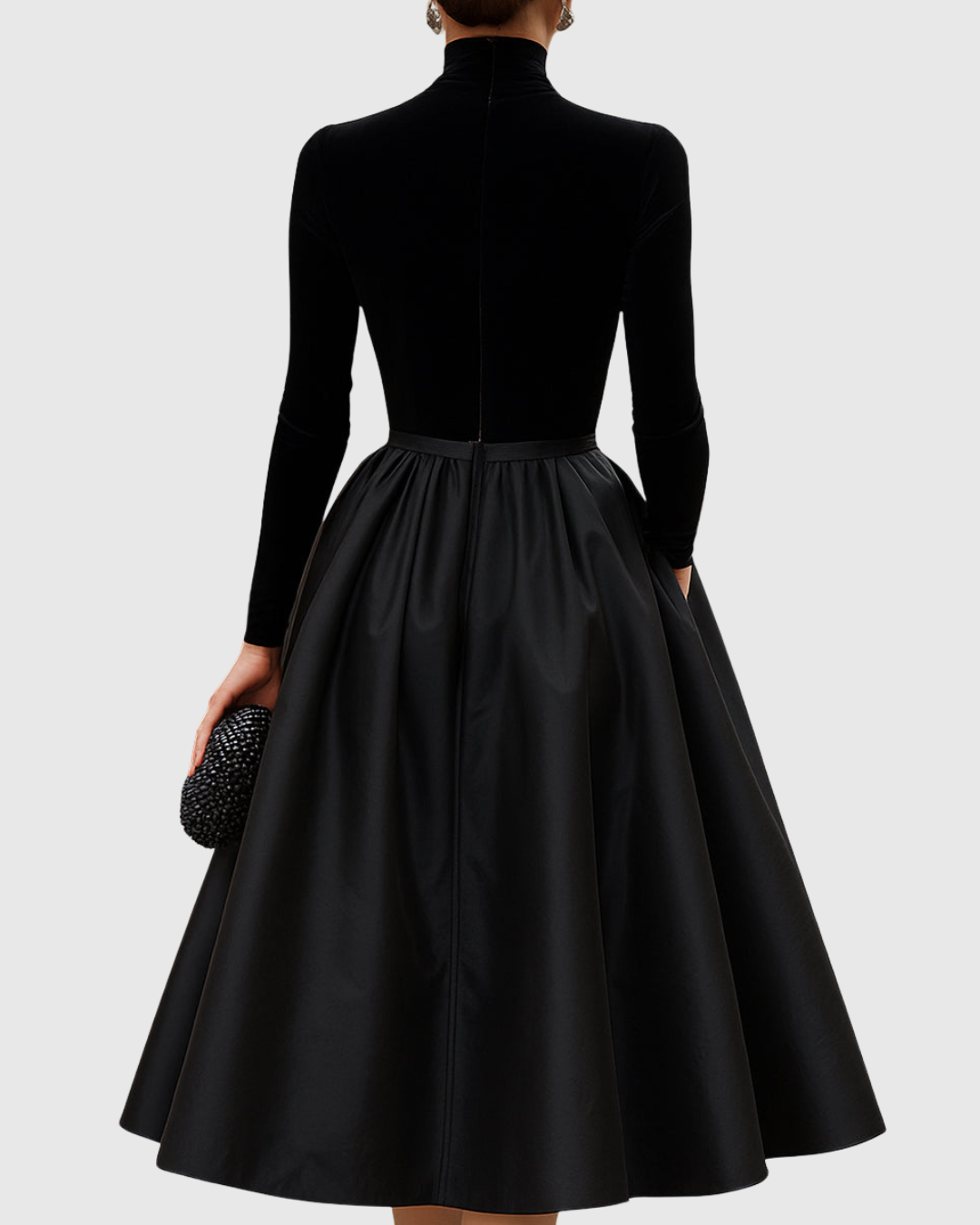 Rose | Sophisticated Velvet Dress with Full Satin Midi Skirt