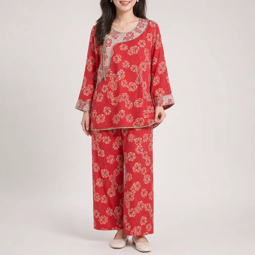 Ruby | Relaxed Floral Print Ladies Pyjamas Lounge Set
