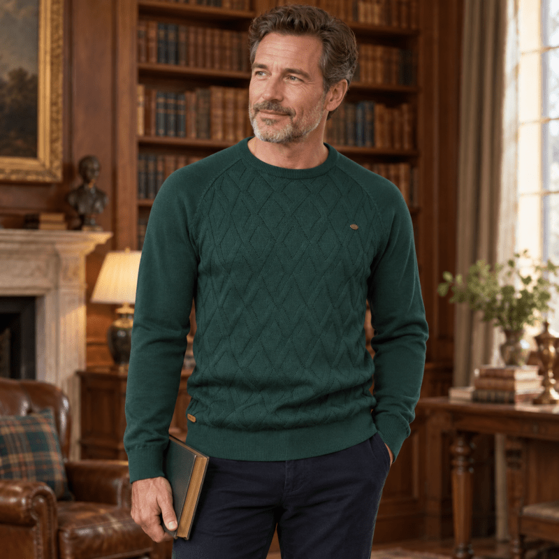 Samuel | Diamond Pattern Crew Neck Mens Knit Jumper