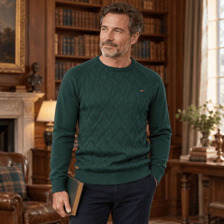 Samuel | Diamond Pattern Crew Neck Mens Knit Jumper