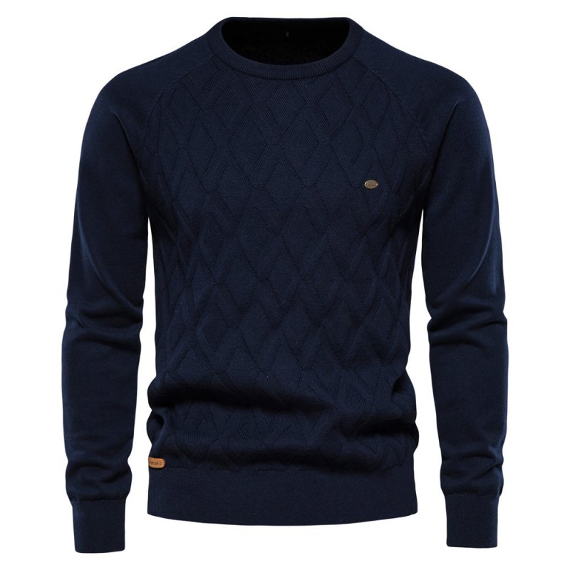 Samuel | Diamond Pattern Crew Neck Mens Knit Jumper
