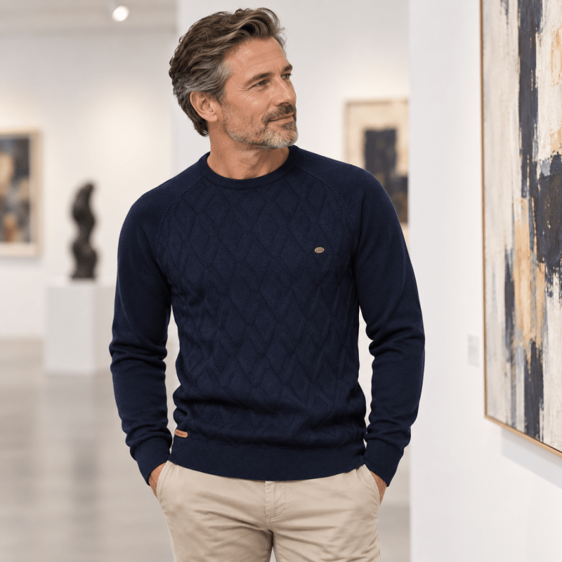 Samuel | Diamond Pattern Crew Neck Mens Knit Jumper