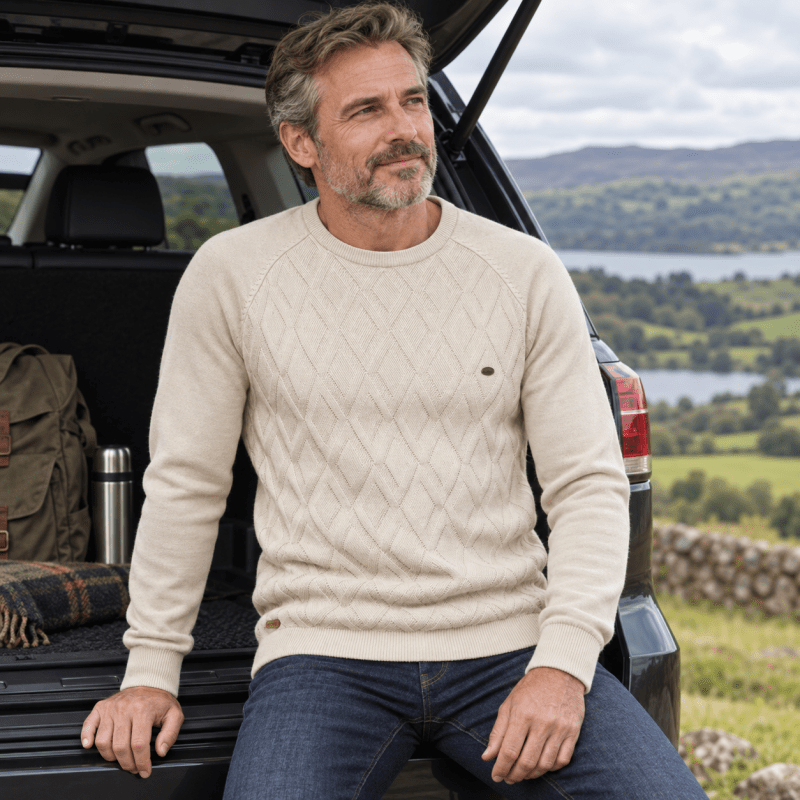 Samuel | Diamond Pattern Crew Neck Mens Knit Jumper