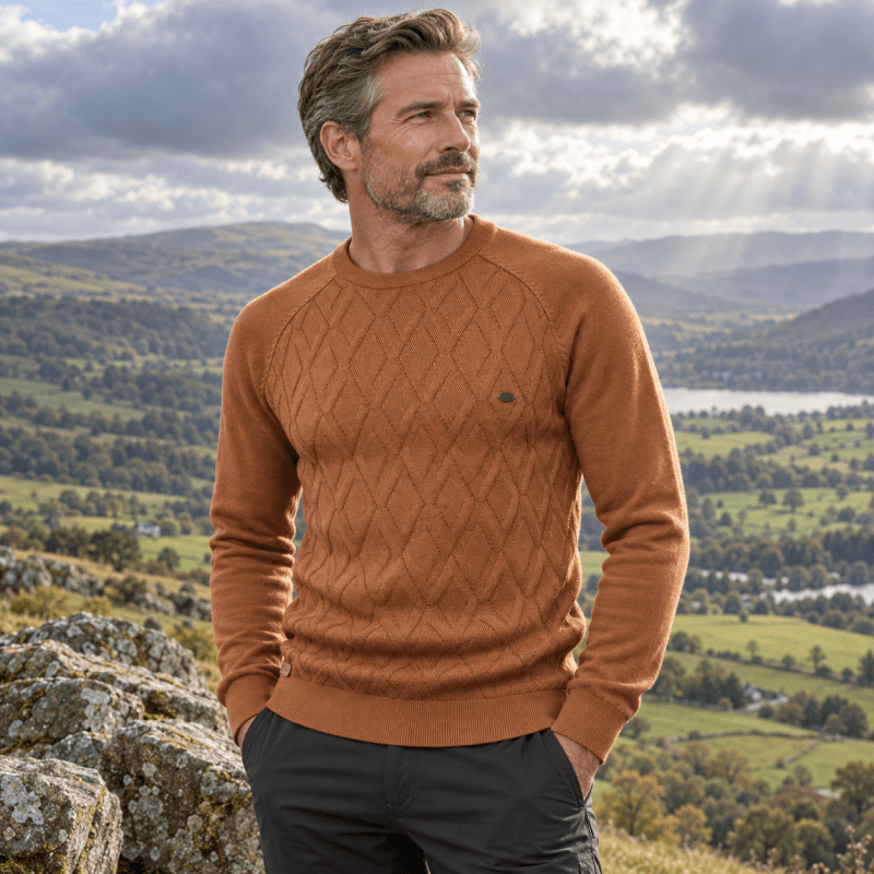 Samuel | Diamond Pattern Crew Neck Mens Knit Jumper