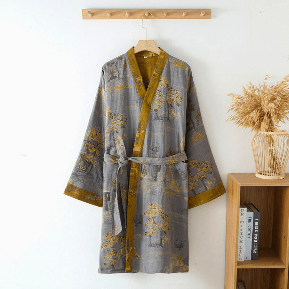 Sara | Elegant Kimono Style Dressing Gown with Tie Waist