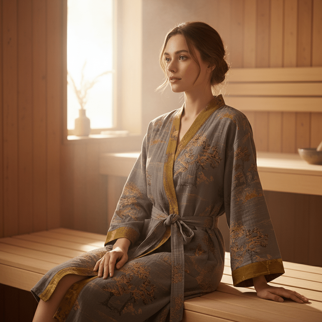 Sara | Elegant Kimono Style Dressing Gown with Tie Waist
