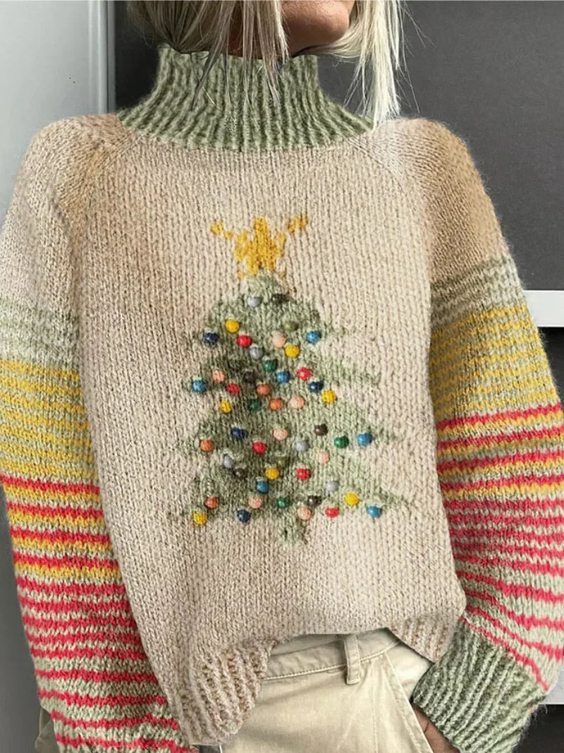 Sara | Striped Roll Neck Christmas Jumper for Women