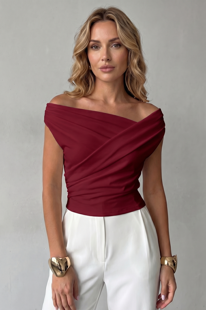 Scarlett | Elegant Draped Off-Shoulder Party Top