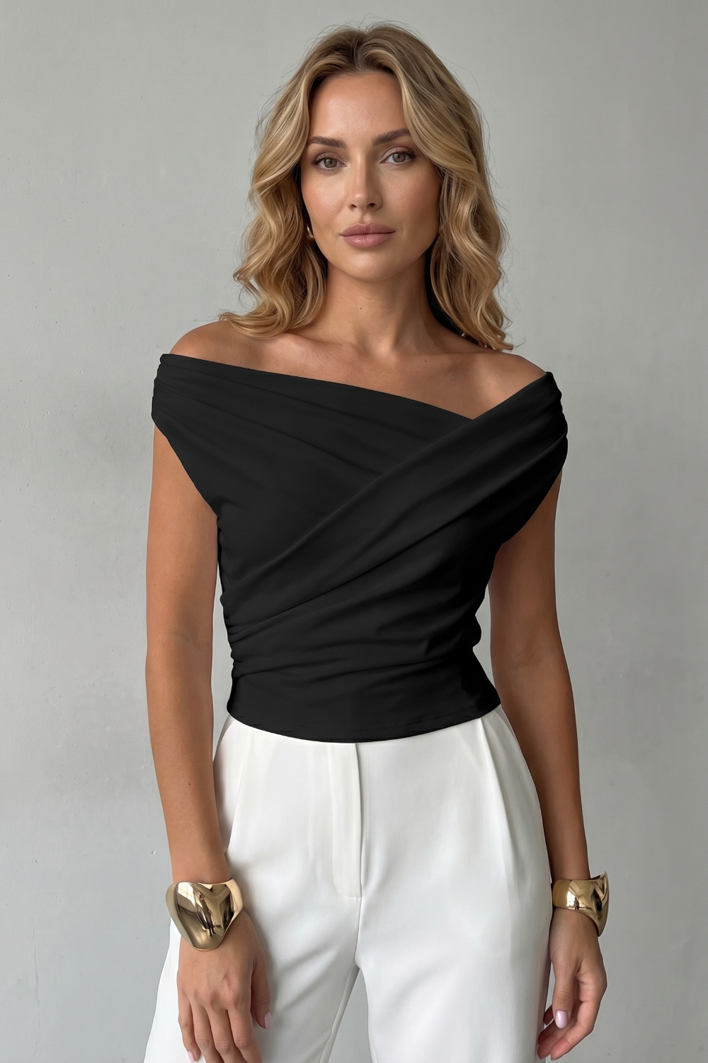 Scarlett | Elegant Draped Off-Shoulder Party Top