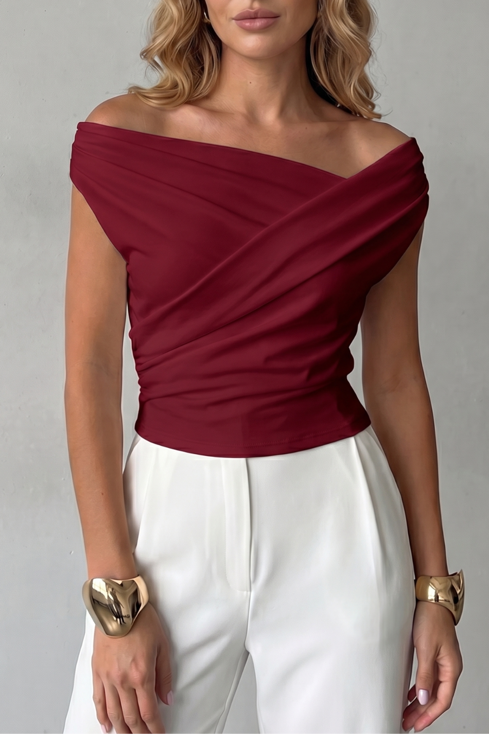 Scarlett | Elegant Draped Off-Shoulder Party Top