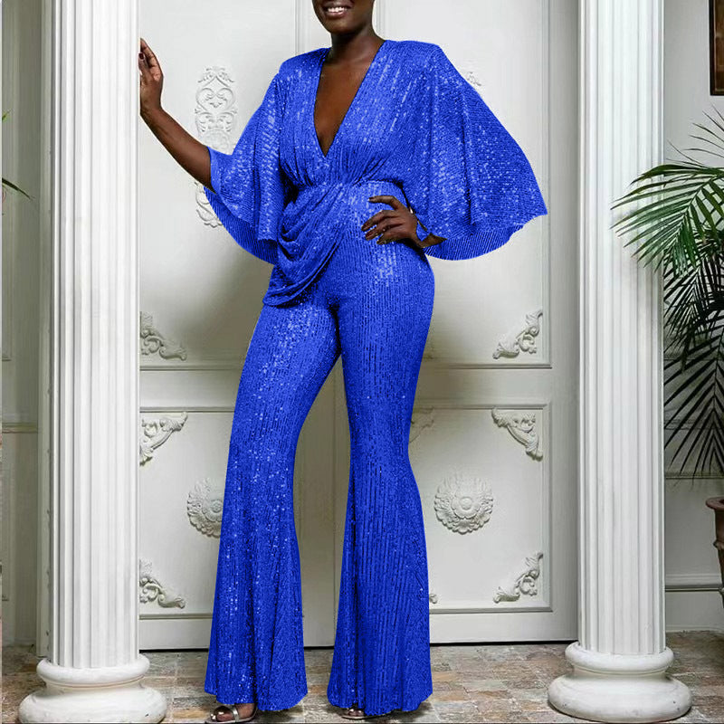 Scarlett | Polished Sequin Trousers Wide Leg Jumpsuit