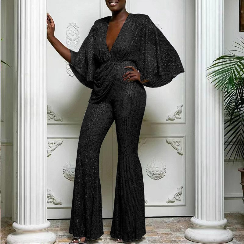 Scarlett | Polished Sequin Trousers Wide Leg Jumpsuit