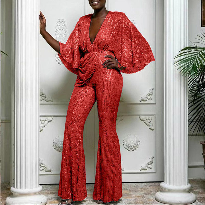 Scarlett | Polished Sequin Trousers Wide Leg Jumpsuit