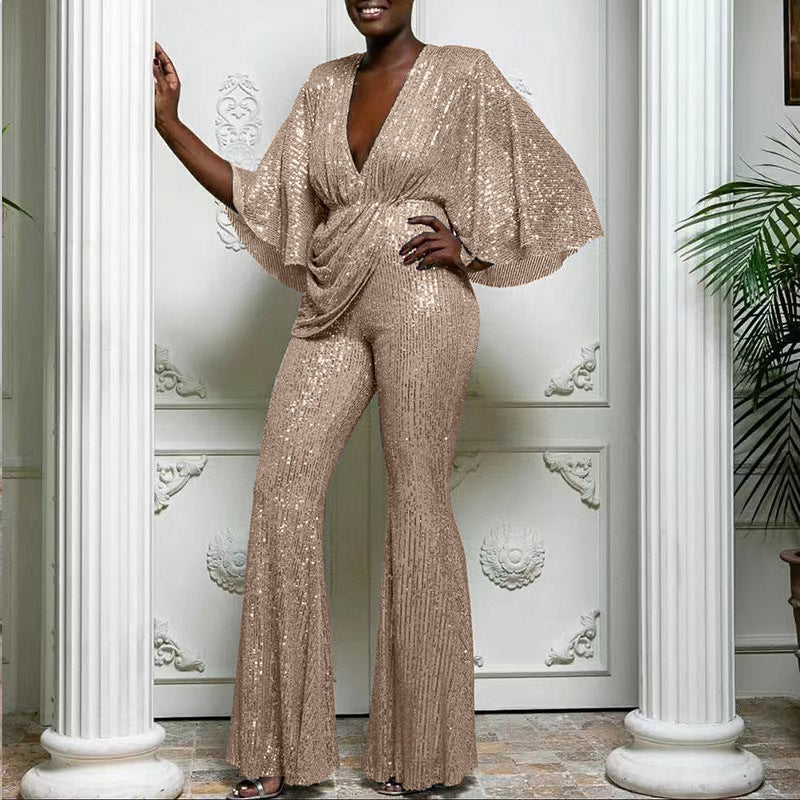 Scarlett | Polished Sequin Trousers Wide Leg Jumpsuit