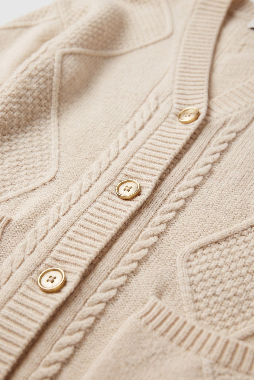 Sienna | Chic Cable Knit V-Neck Cardigan Jumper