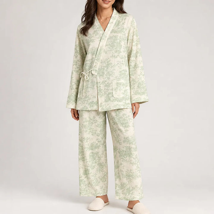 Sienna | Graceful Wrap Front Floral Ladies Pyjamas Set