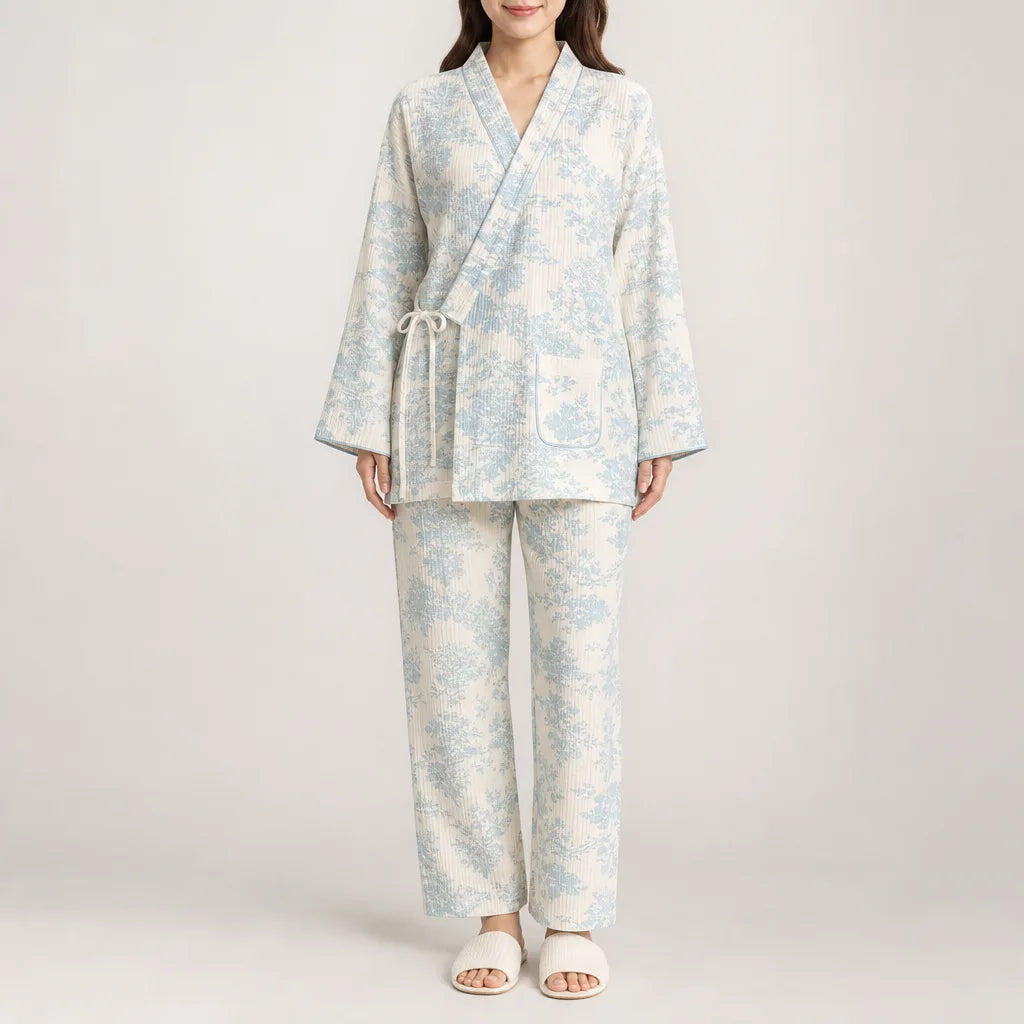 Sienna | Graceful Wrap Front Floral Ladies Pyjamas Set