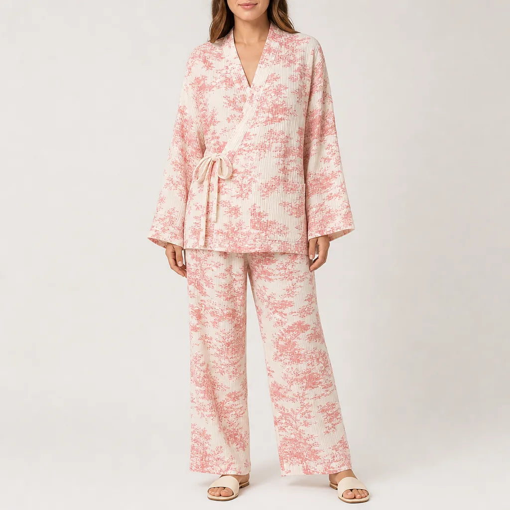Sienna | Graceful Wrap Front Floral Ladies Pyjamas Set